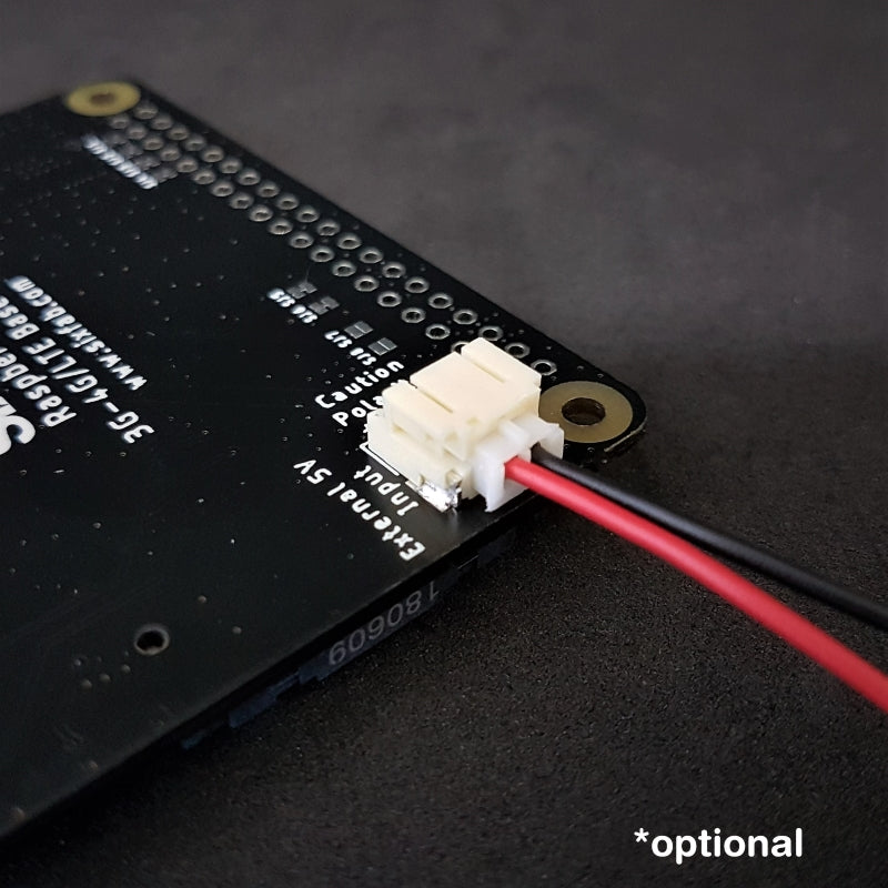 Sixfab 3G-4G/LTE Base HAT, external 5V power input pins, regulated 5V/3A cellular carrier for Raspberry Pi