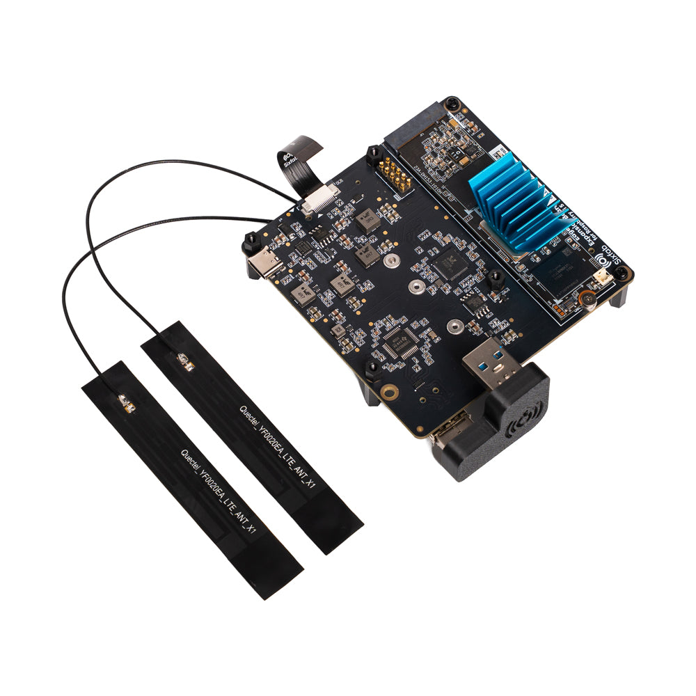 Sixfab Edge AI Expansion Board for Raspberry Pi 5, a bottom-mounted M.2 HAT with three M.2 slots