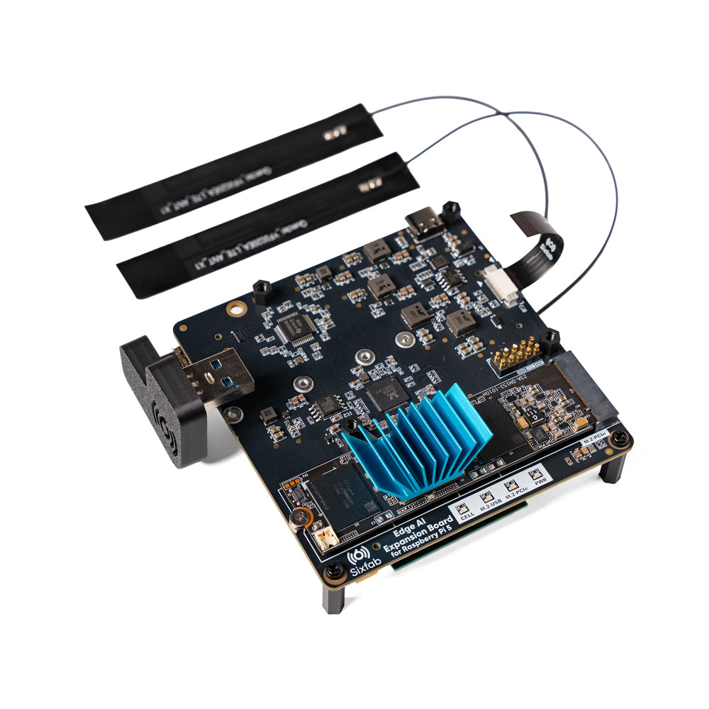 Three M.2 slots on the Raspberry Pi 5 M.2 HAT, AI accelerator, NVMe SSD, and 5G/4G cellular modem