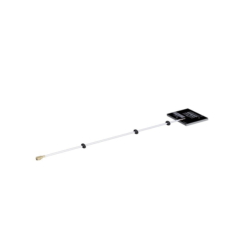 Passive GNSS/GPS antenna with the full 100 mm white cable ending in a gold u.FL plug
