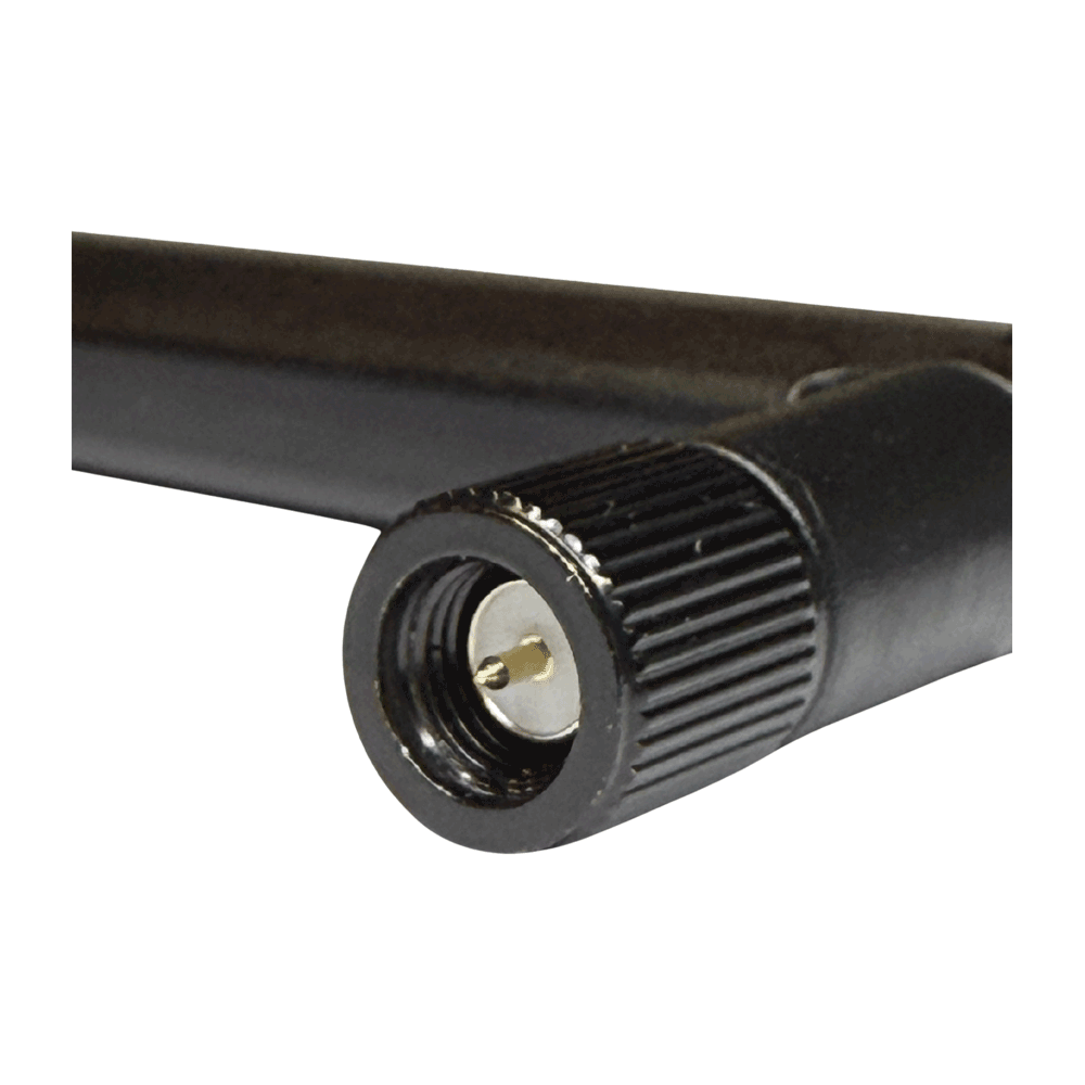 Close-up of the 5G/LTE omni-directional antenna's SMA male connector