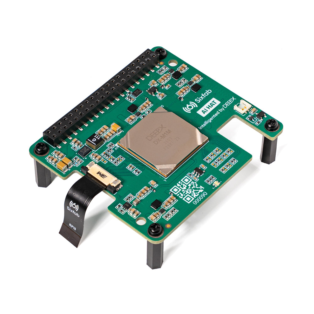 Sixfab AI HAT+ for Raspberry Pi 5 with DEEPX DX-M1 NPU, top view