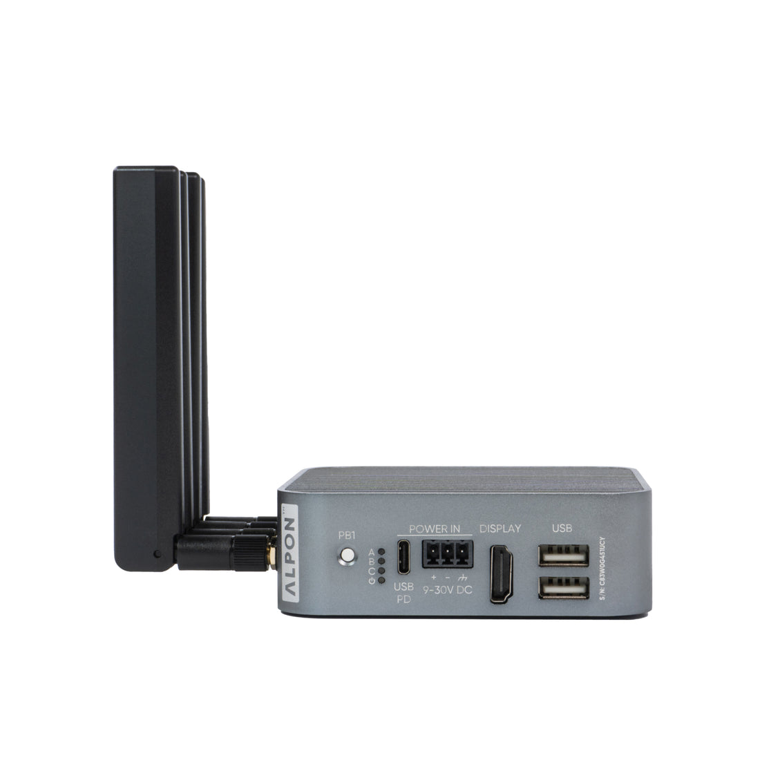 Sixfab ALPON X4 fanless industrial edge computer rear I/O with power input and GPIO