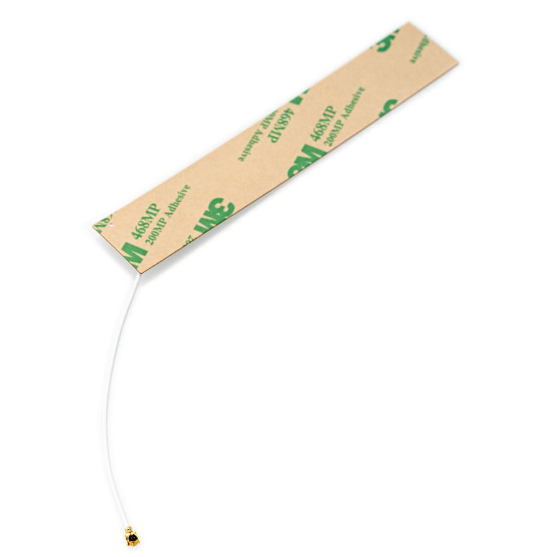 Sixfab LTE Full-Band PCB Antenna detail, flexible FPC body and 100 mm pigtail terminating in a u.FL (IPEX MHF1) plug
